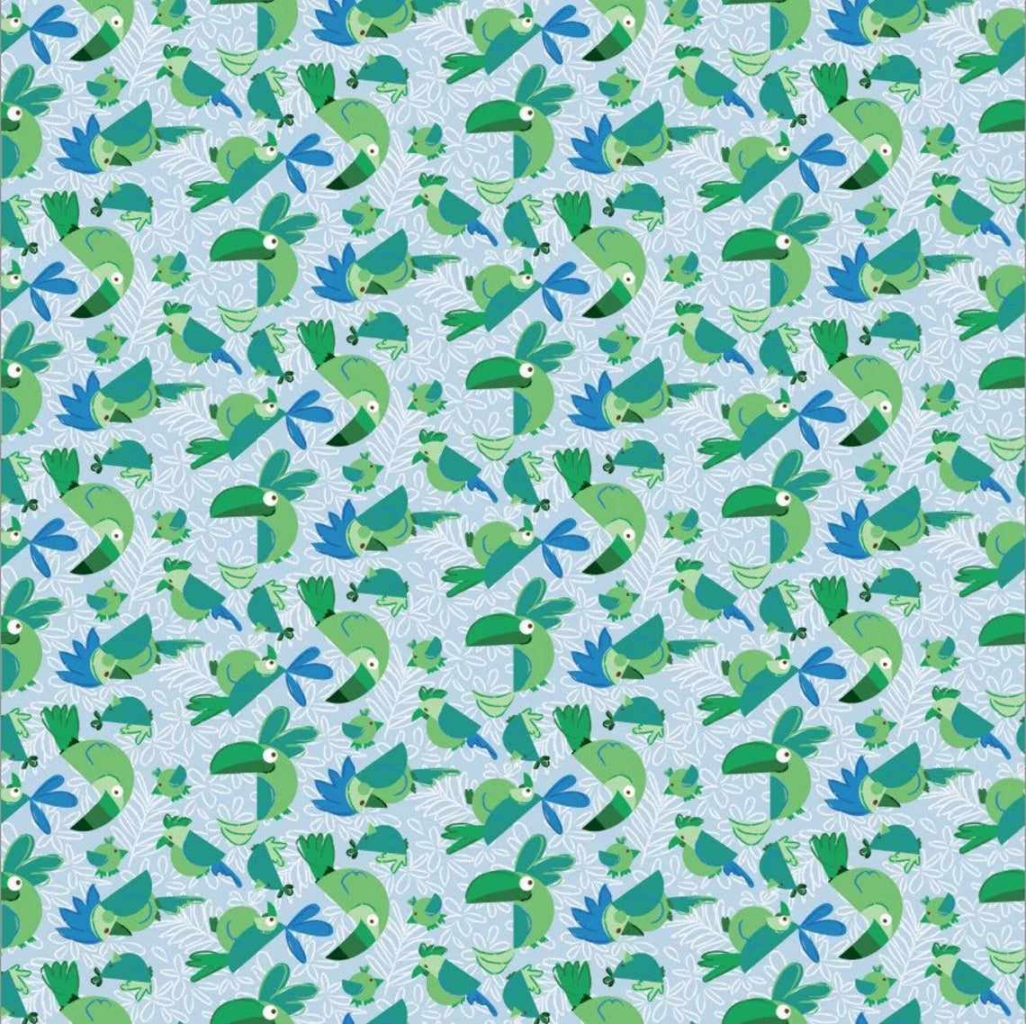 (4.5 yd) Clothworks Bird Brain Y3848-136 Pale Blue Birds