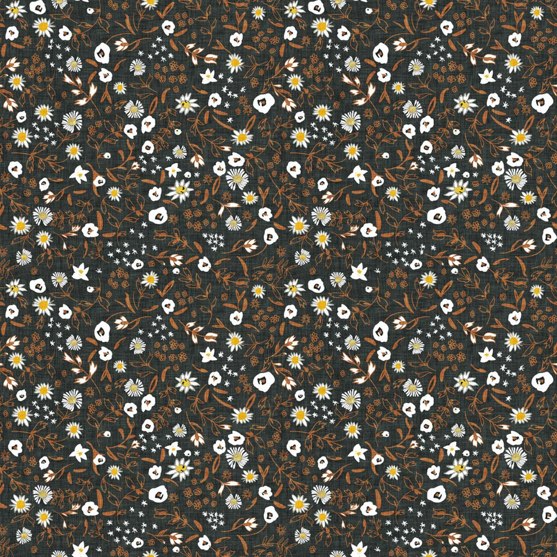 (4.5 yd) Clothworks Delilah Black Floral Y3693-3