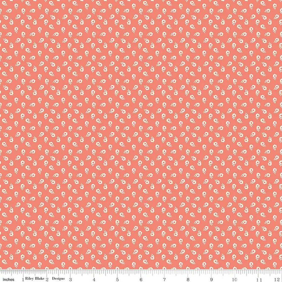 (4.5 yd) Riley Blake New Beginnings Coral C15755 Posies