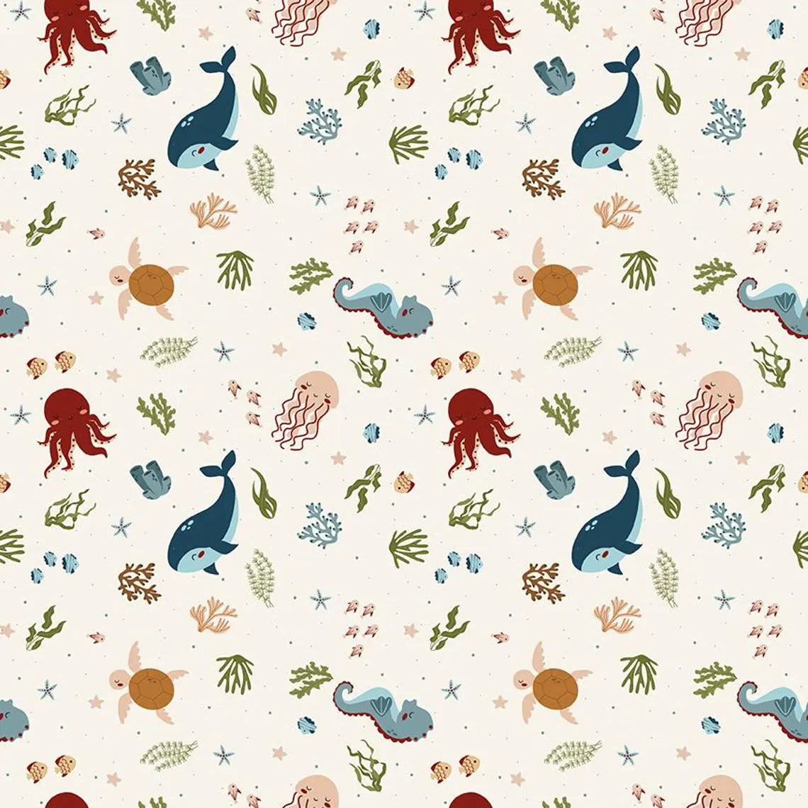 (1.5 yd) Riley Blake Created With Love C15971 Ecru In The Sea