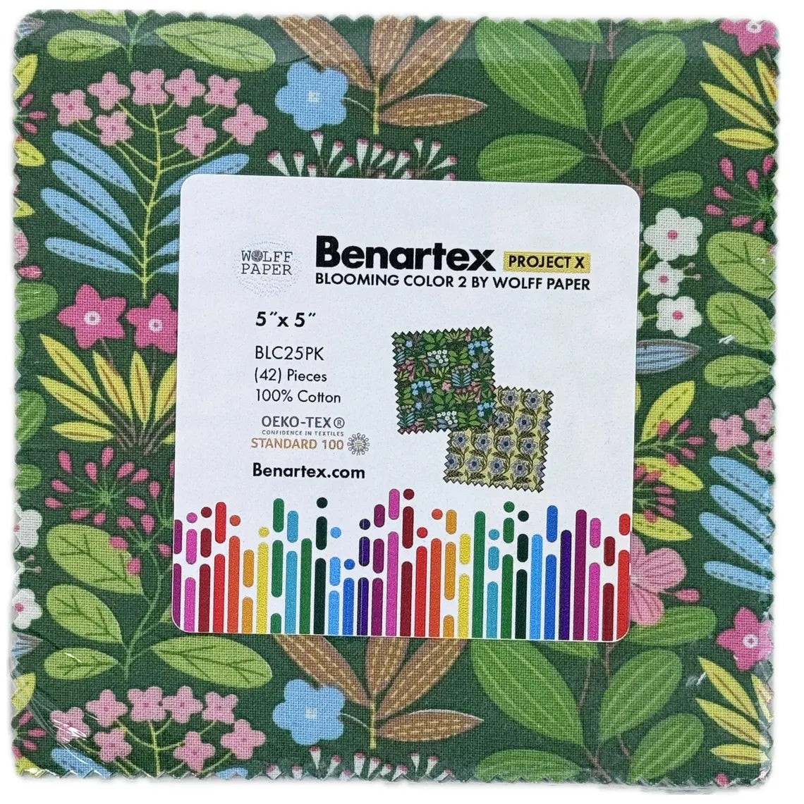Charm Pack 5x5 Squares - Benartex Blooming Color 2 - 40 5" Squares