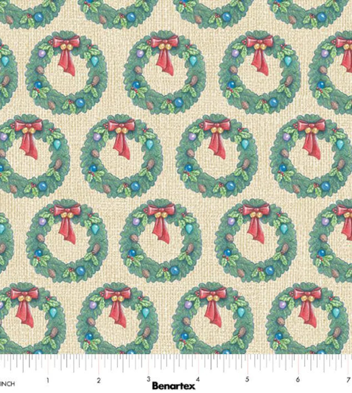 (3 yd) Benartex The Night Before Christmas Wreath Cream 16033-7