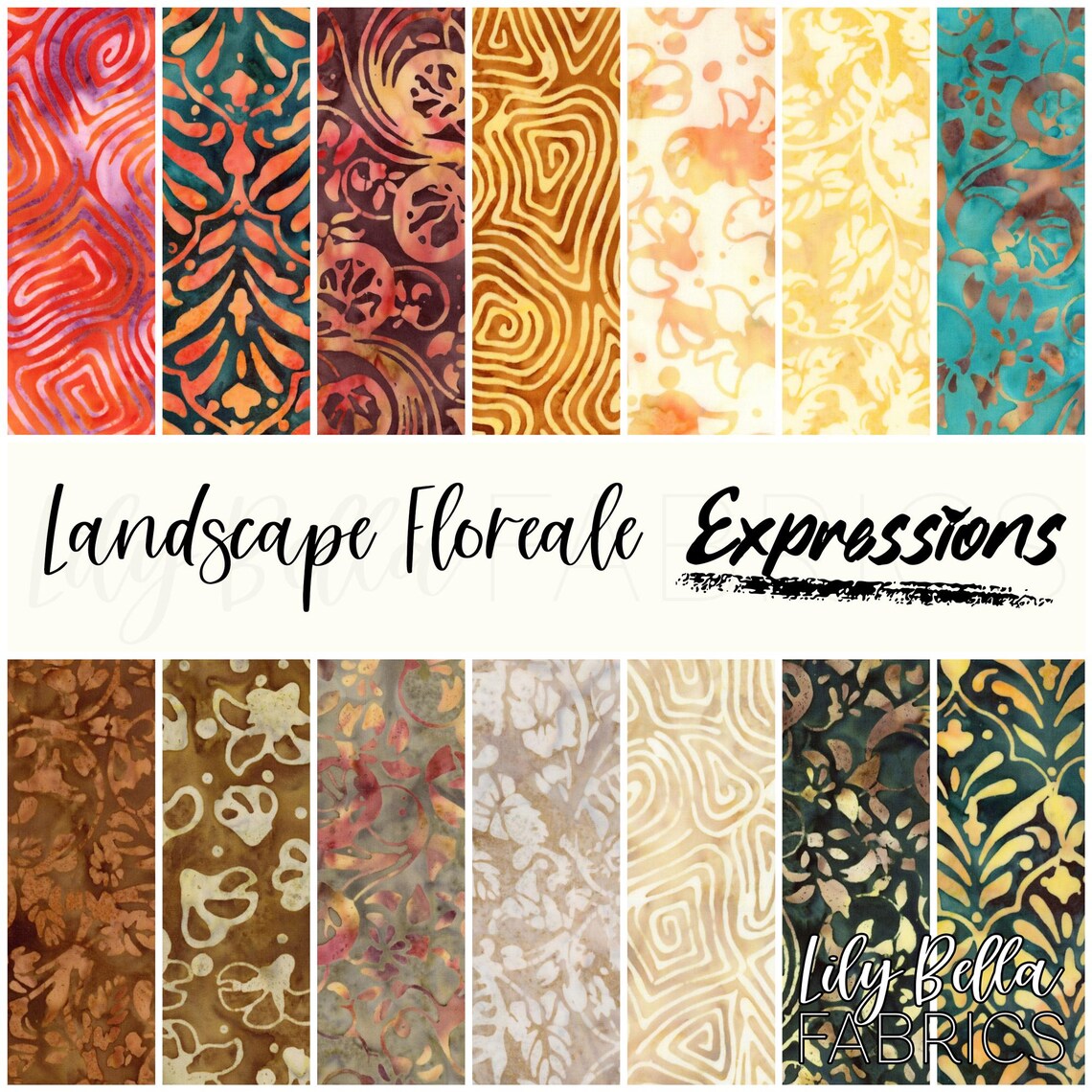 Riley Blake Landscape Floreale Expressions Batiks - 40 Strip Rolie Polie