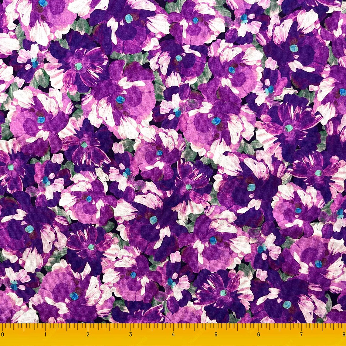 (5 yd) Robert Kaufman Painterly Petals Plum SRKD-20264-24