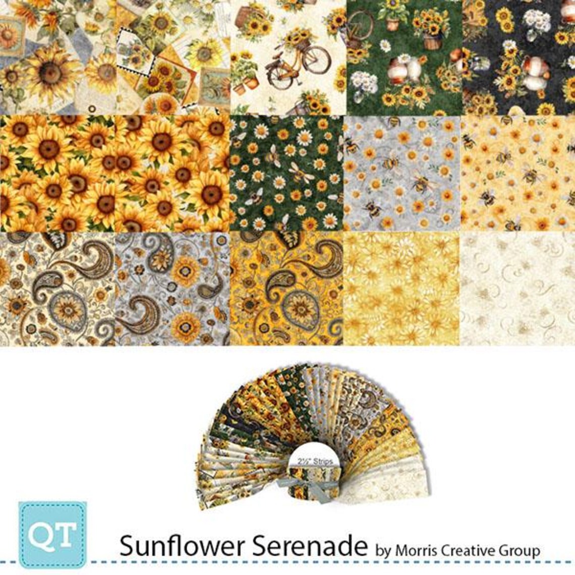 Quilting Treasures QT Fabrics - Sunflower Serenade by Dan Morris - 40 Strip Jelly Roll
