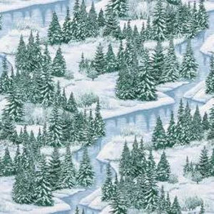 (3 yd) Robert Kaufman Snowy Brook SRKM-21578-437 Scenic Day (Metallics)