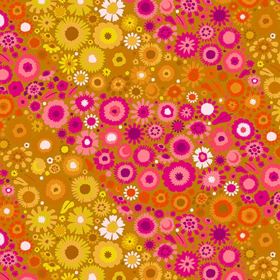 (5 yd) Andover Allison Glass Thicket 429-O Zinnia Floral