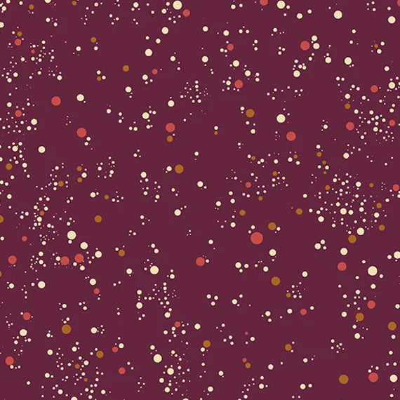 (4 yd) Andover Natale By Guicy Guice 676-R Burgundy Snowfall Dots