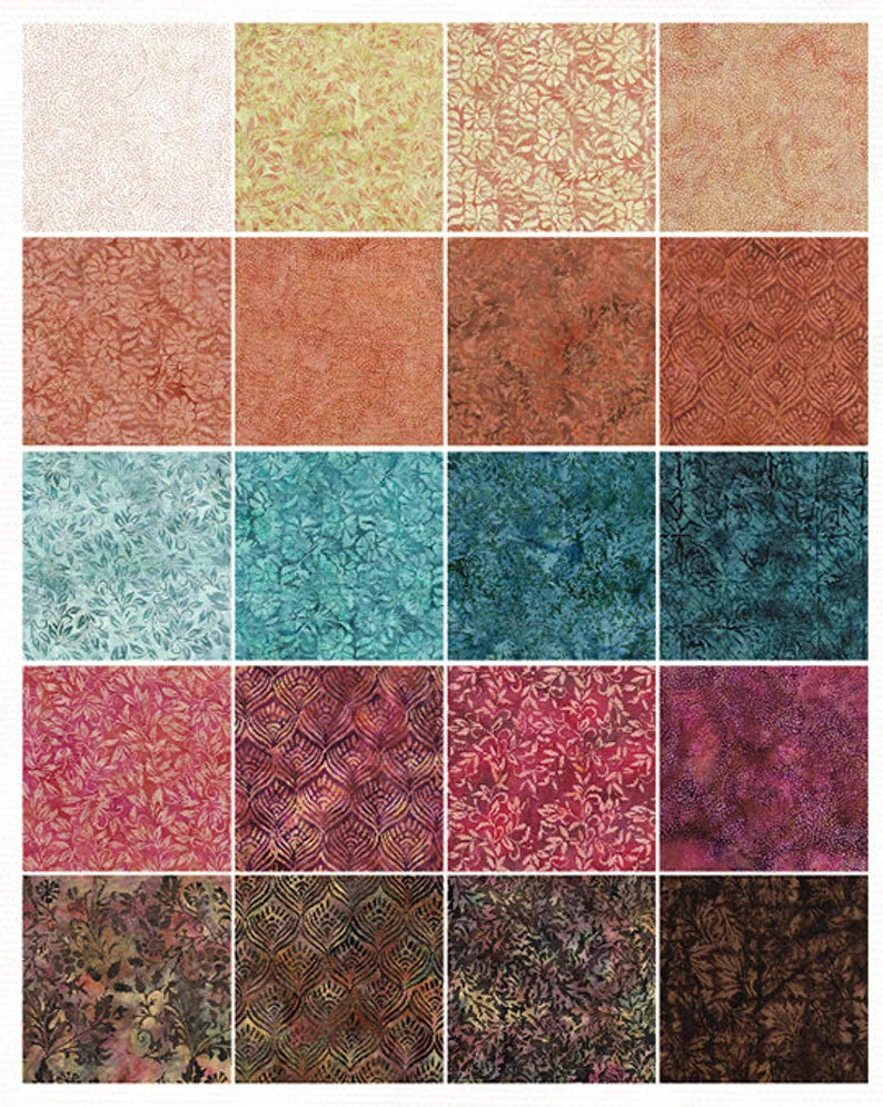 Island Batik - Morris Tiles - 20 Fabrics, 40 Total Strips
