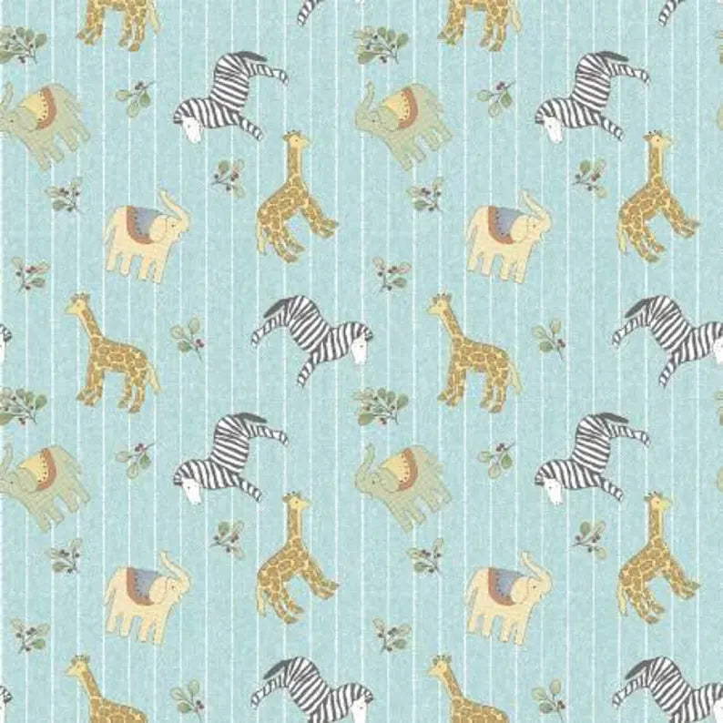 (1.5 yd) Benartex ABCs Jungle Pinstripe Turquoise 13172-84