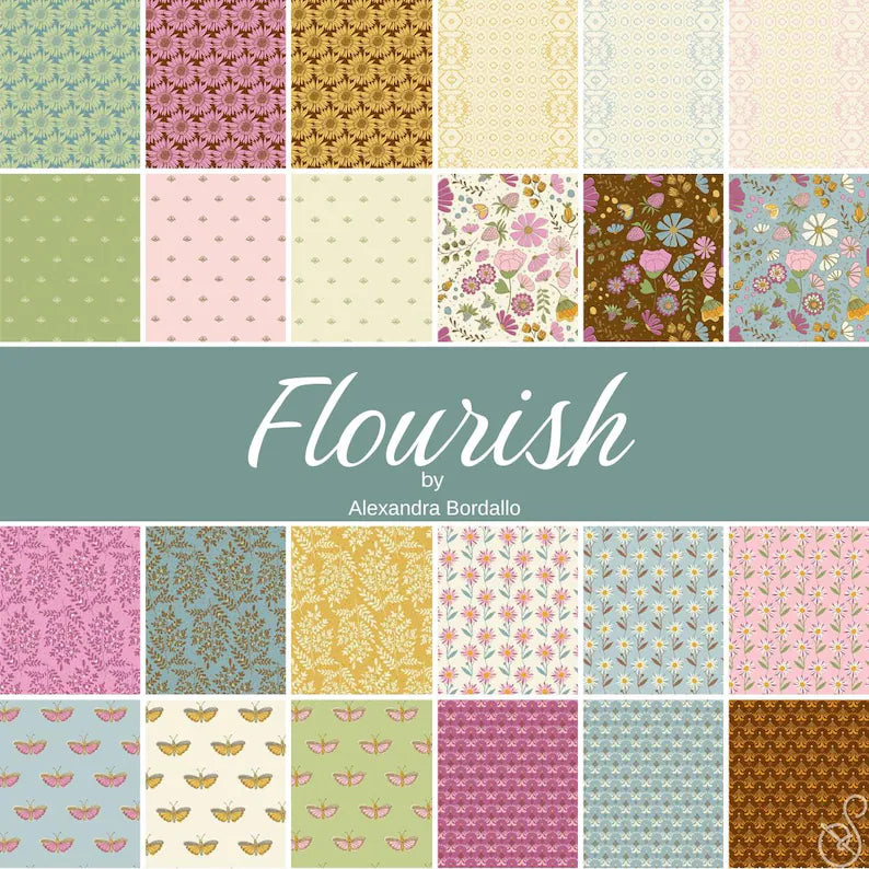 Charm Pack 5x5 Squares - Andover/Makower UK Flourish - 40 5" Squares