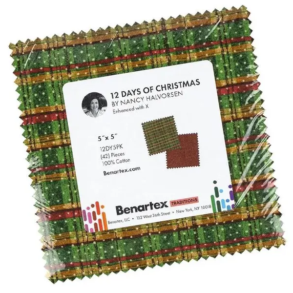 Charm Pack 5x5 Squares - Benartex 12 Days Of Christmas - 40 5" Squares
