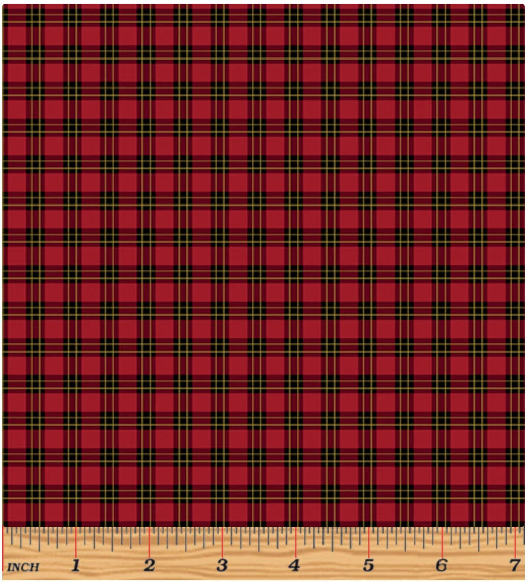 (2.5 yd) Benartex A Festive Medley Merry Plaid Red 13184M-10 (Metallic)