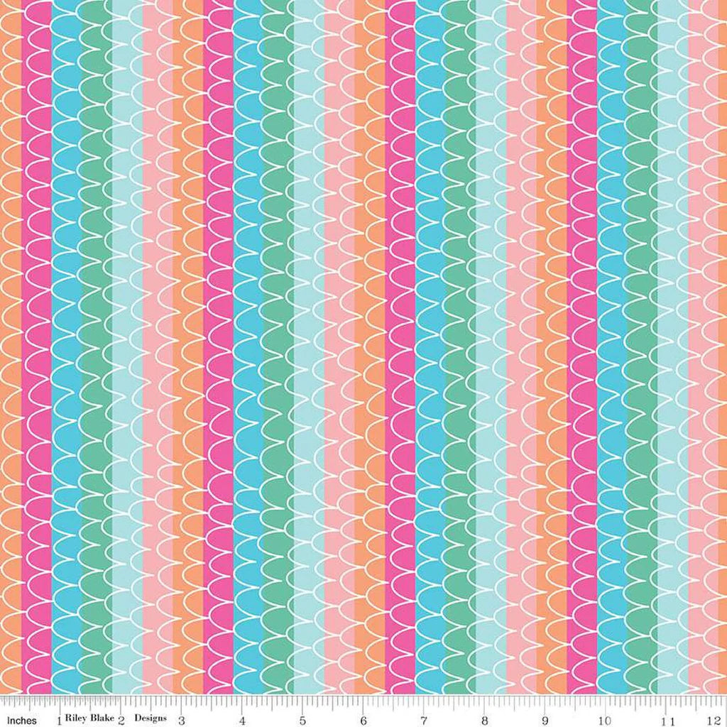(5 yd) Riley Blake Mer-Mazing 14192 Multi Scale Stripe