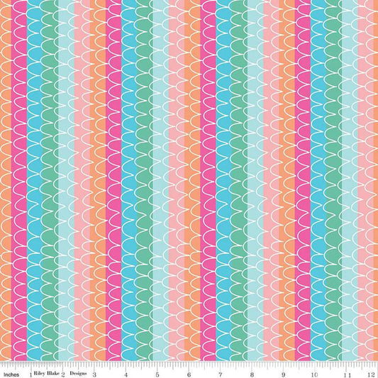 (5 yd) Riley Blake Mer-Mazing 14192 Multi Scale Stripe