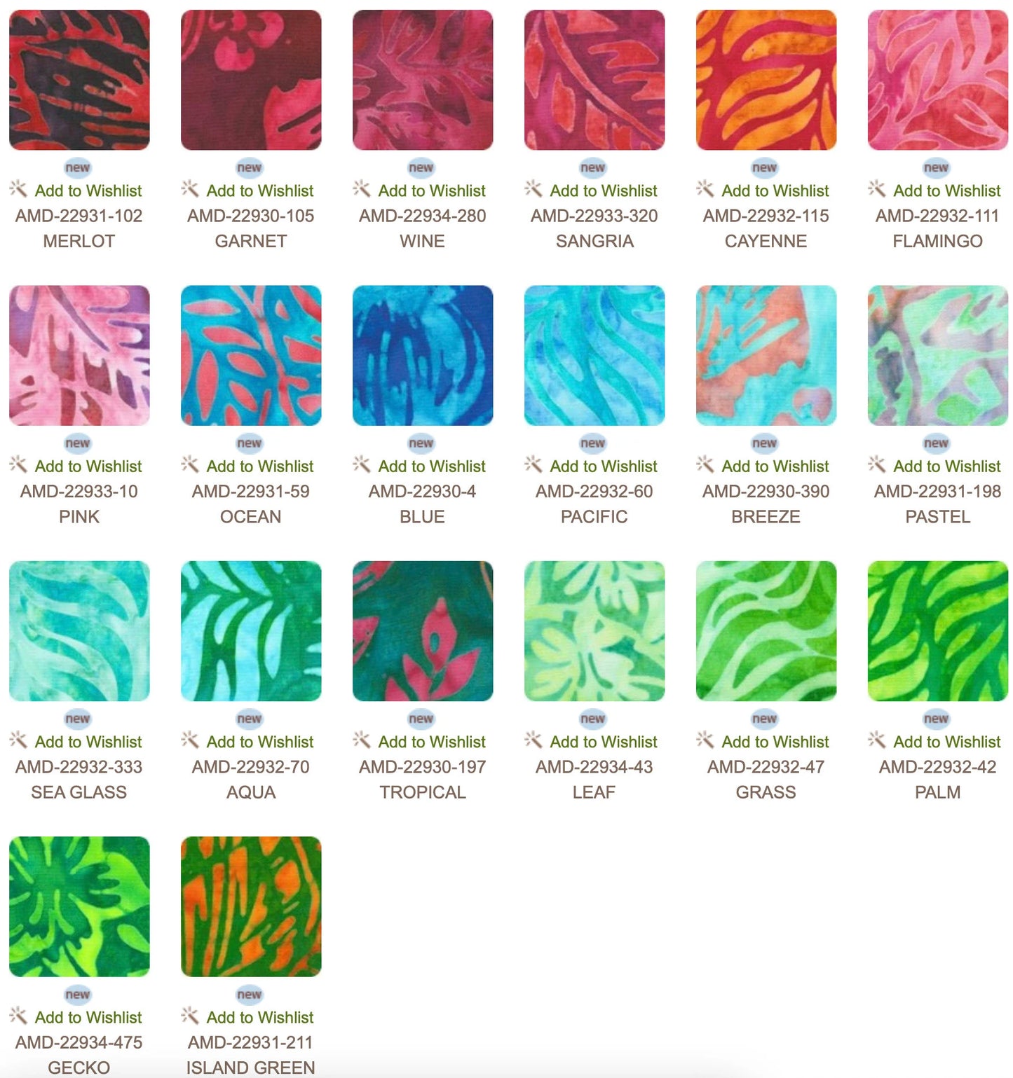 Robert Kaufman Artisan Batiks: Tropical Haven Roll-up - 40 Total Strips