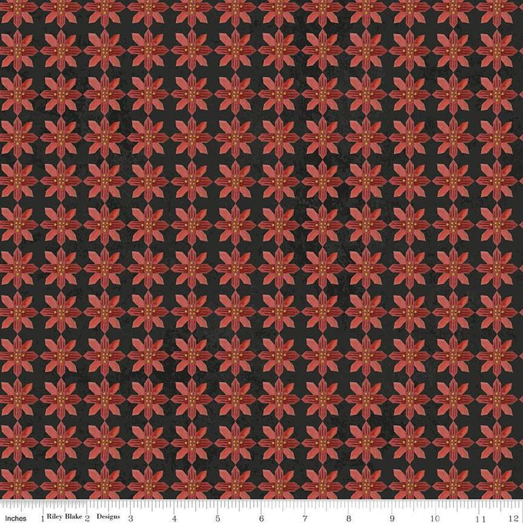 (4.5 yd) Riley Blake Kringle 13443-Charcoal Poinsettia