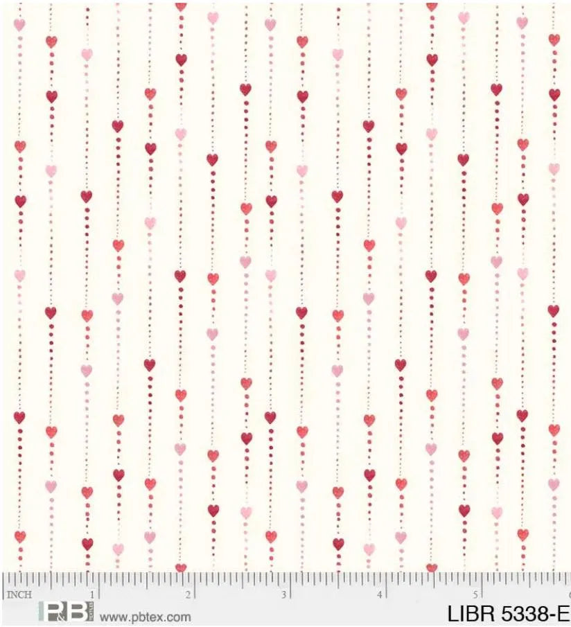 (6 yd) P&B Textiles Love Birds Heart Stripes 05338-E