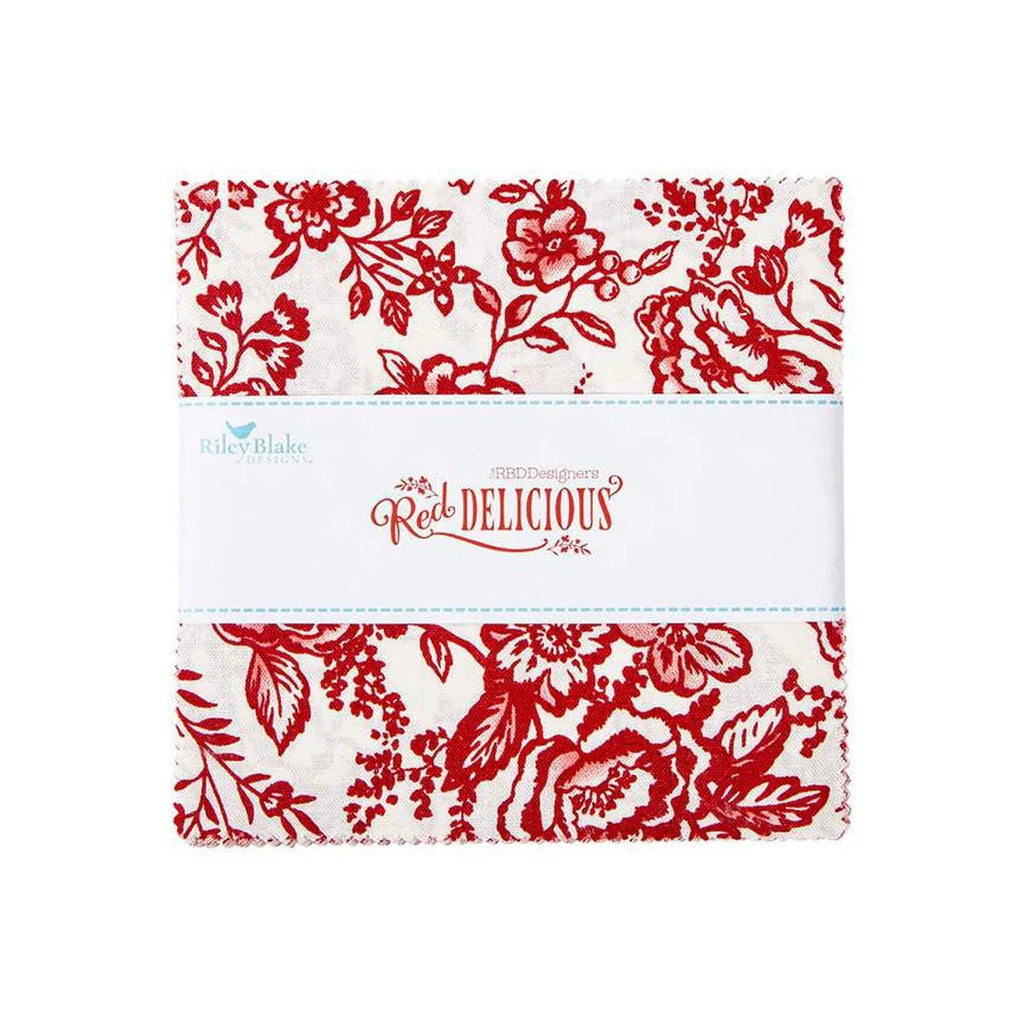 Charm Pack 5x5 Squares - Riley Blake Red Delicious 5-inch Stacker - 40 5" Squares
