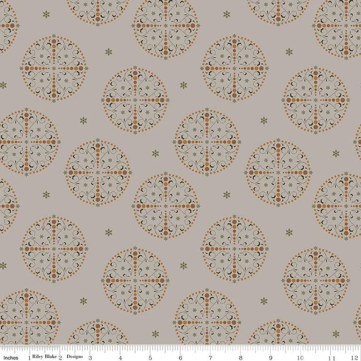 (2 yd) Riley Blake Sewing Your Oats C15703 Gray Medallions
