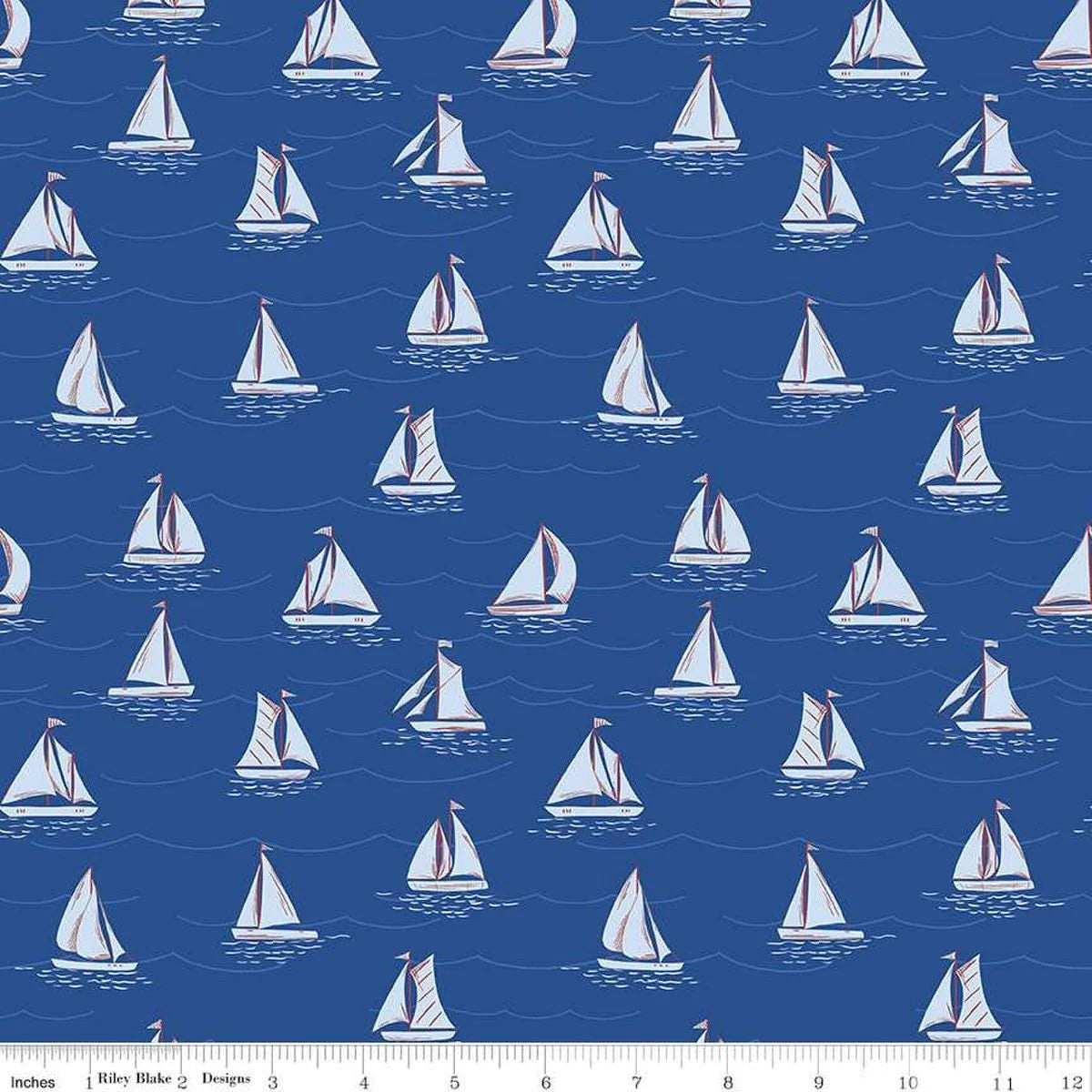 (1.5 yd) Riley Blake Yacht Club C15922 Blue Boats