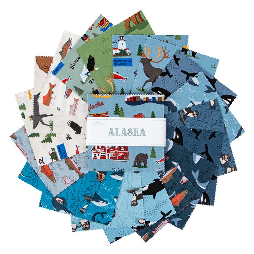 Charm Pack 5x5 Squares - Riley Blake Alaska 5-inch Stacker - 40 5" Squares