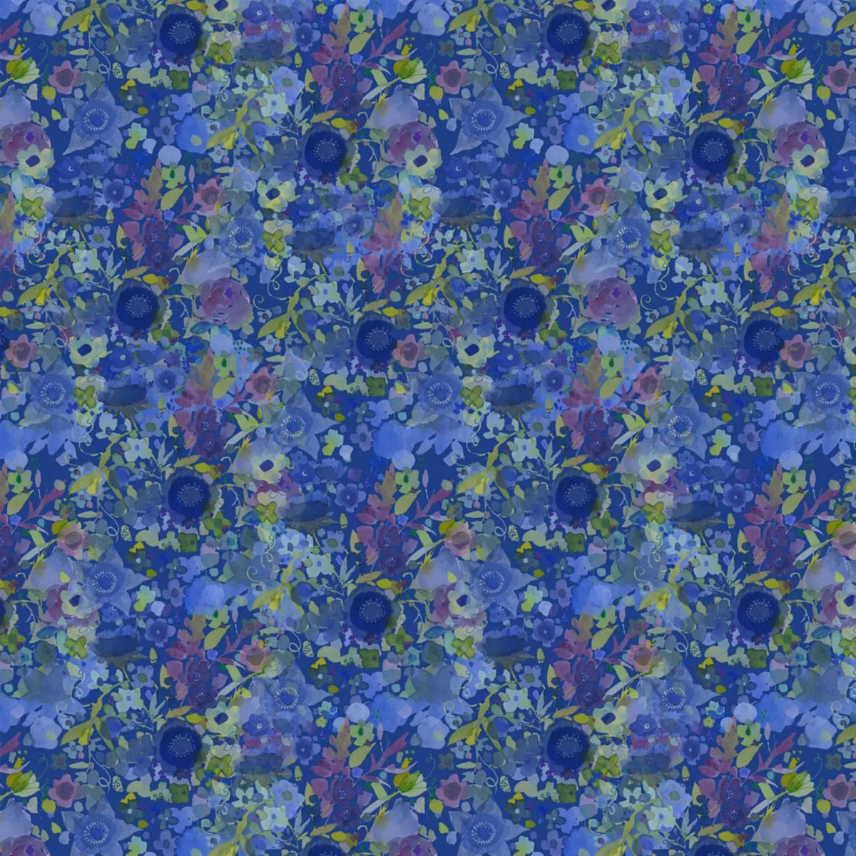 (2 yd) Clothworks Blue Meadow Y3933-92 Dark Royal