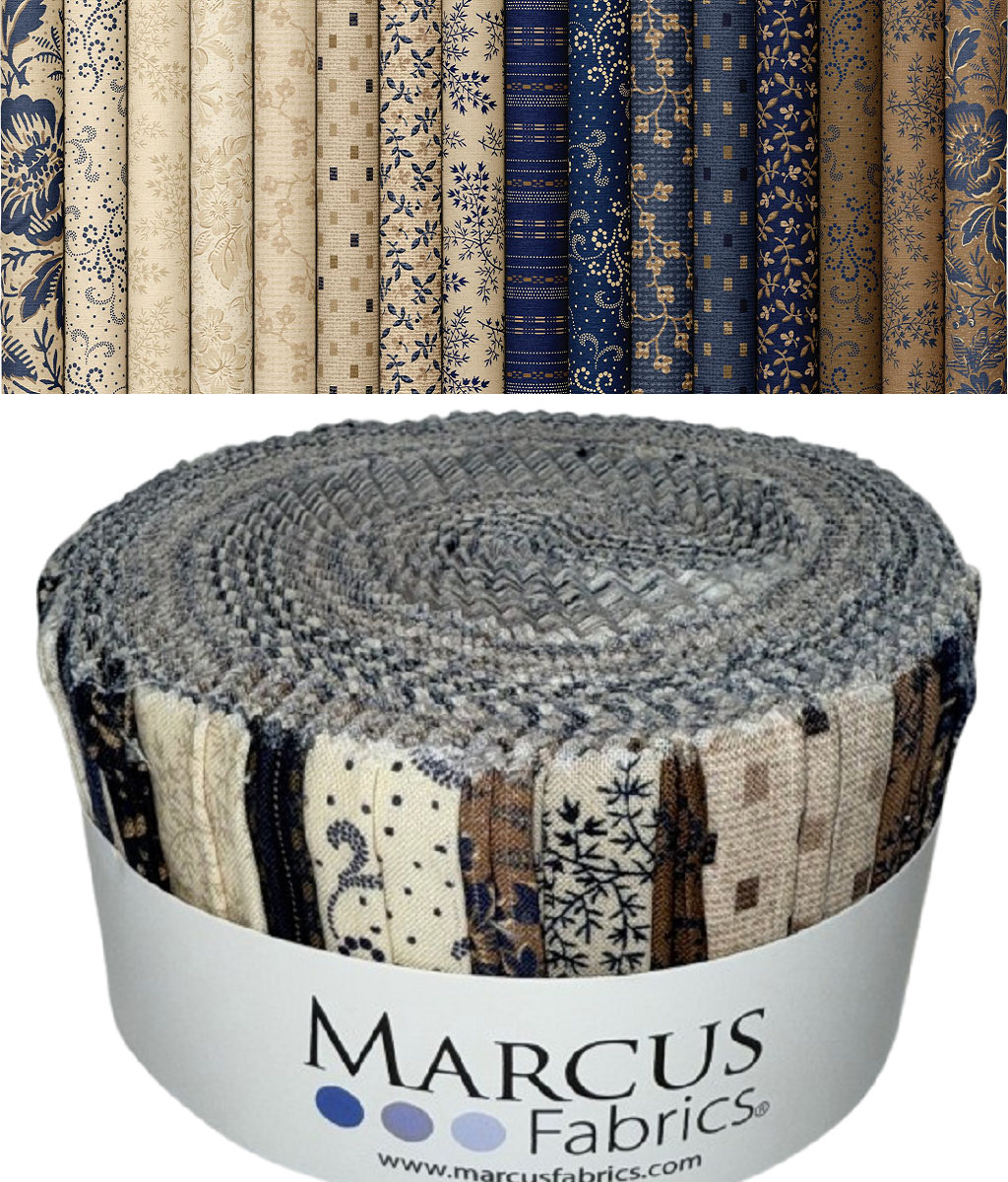 Marcus Fabrics - Indigo Neutrals by Monika Zhu - 40 2.5" Strips