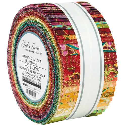 Robert Kaufman Jeweled Leaves By Parvaneh Holloway Roll-up - 40 Strip Roll
