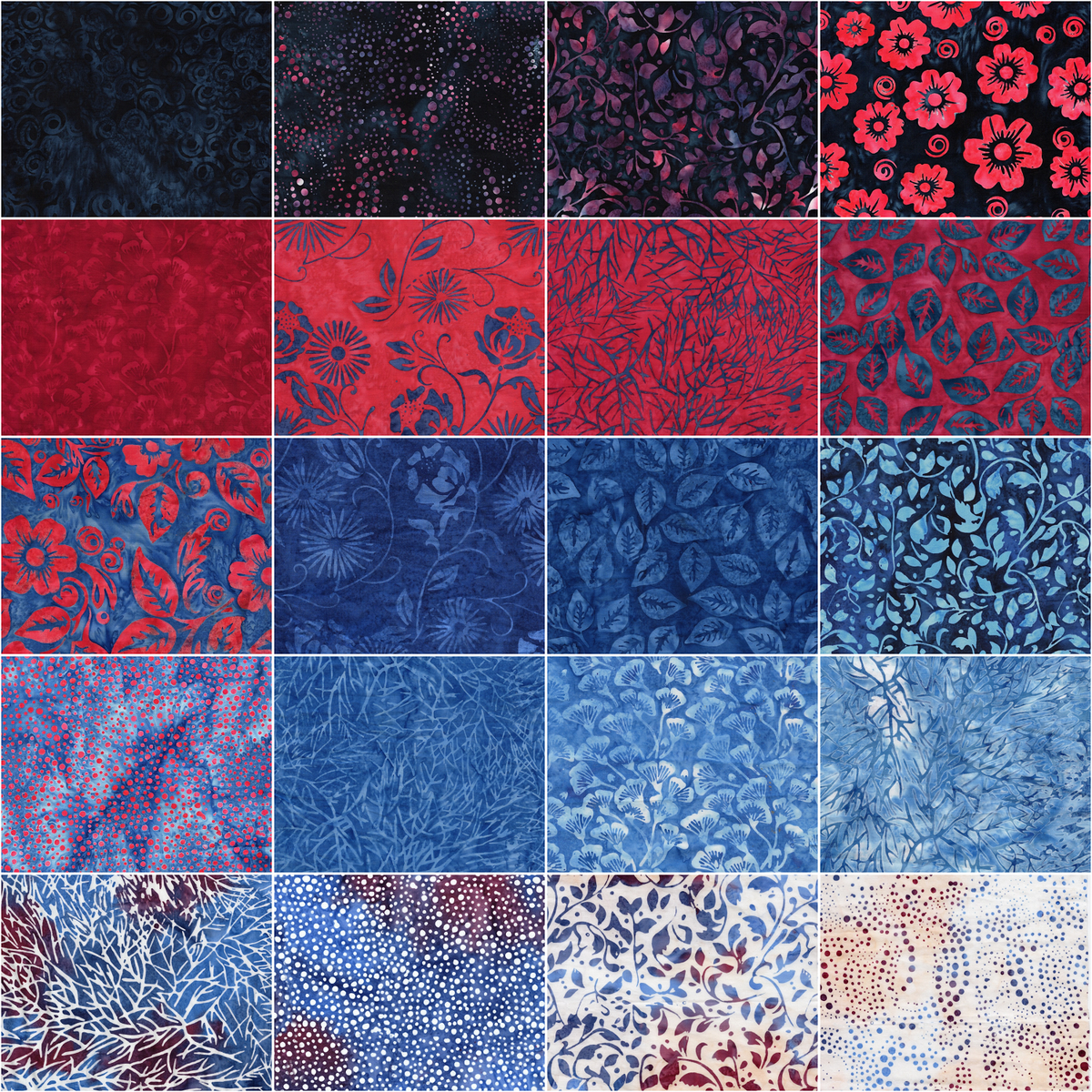 Island Batik - Liberty Garden - 20 Fabrics, 40 Total Strips