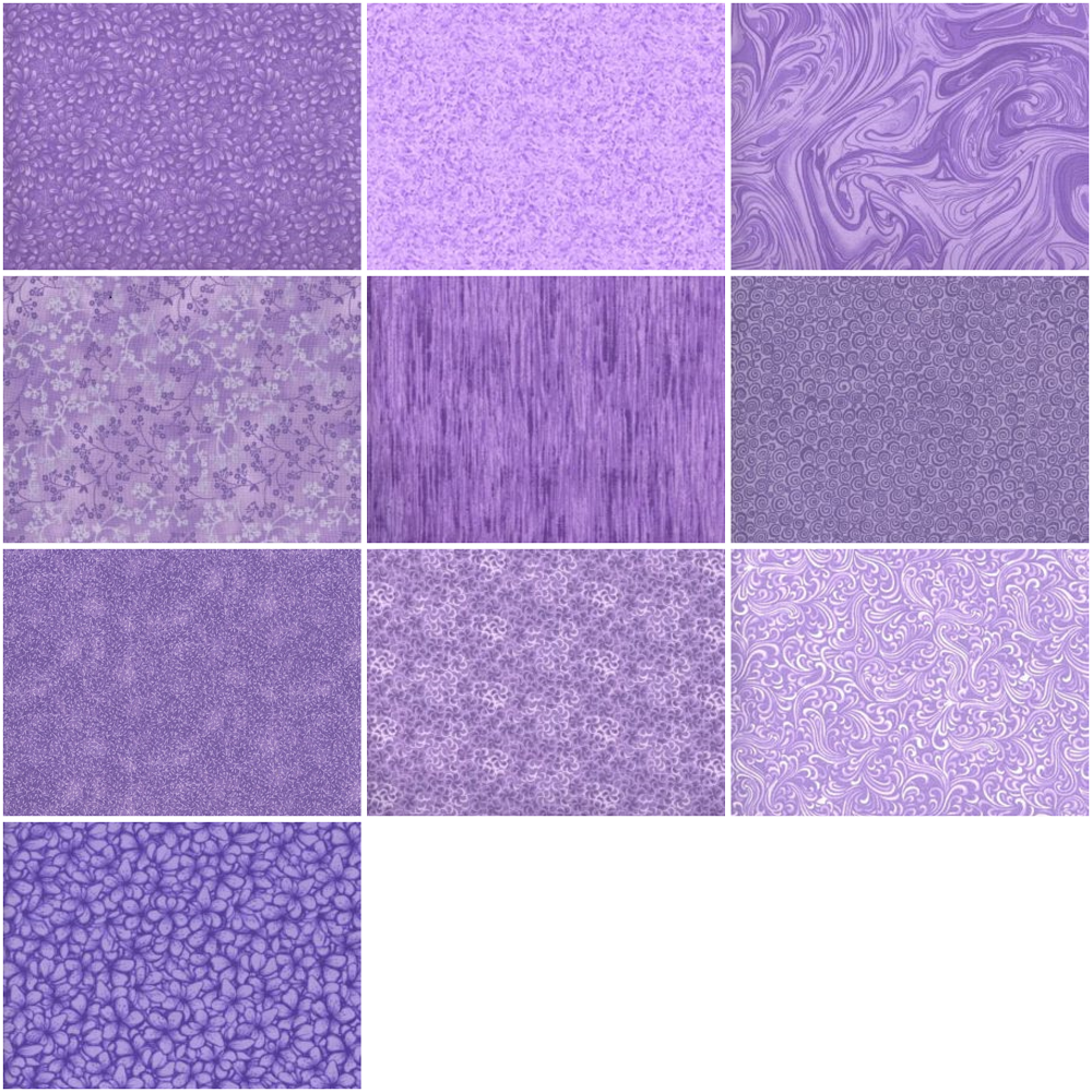 Basic Colors - Lavender Half-yard Bundle - 10 Fabrics, 5 Total Yards