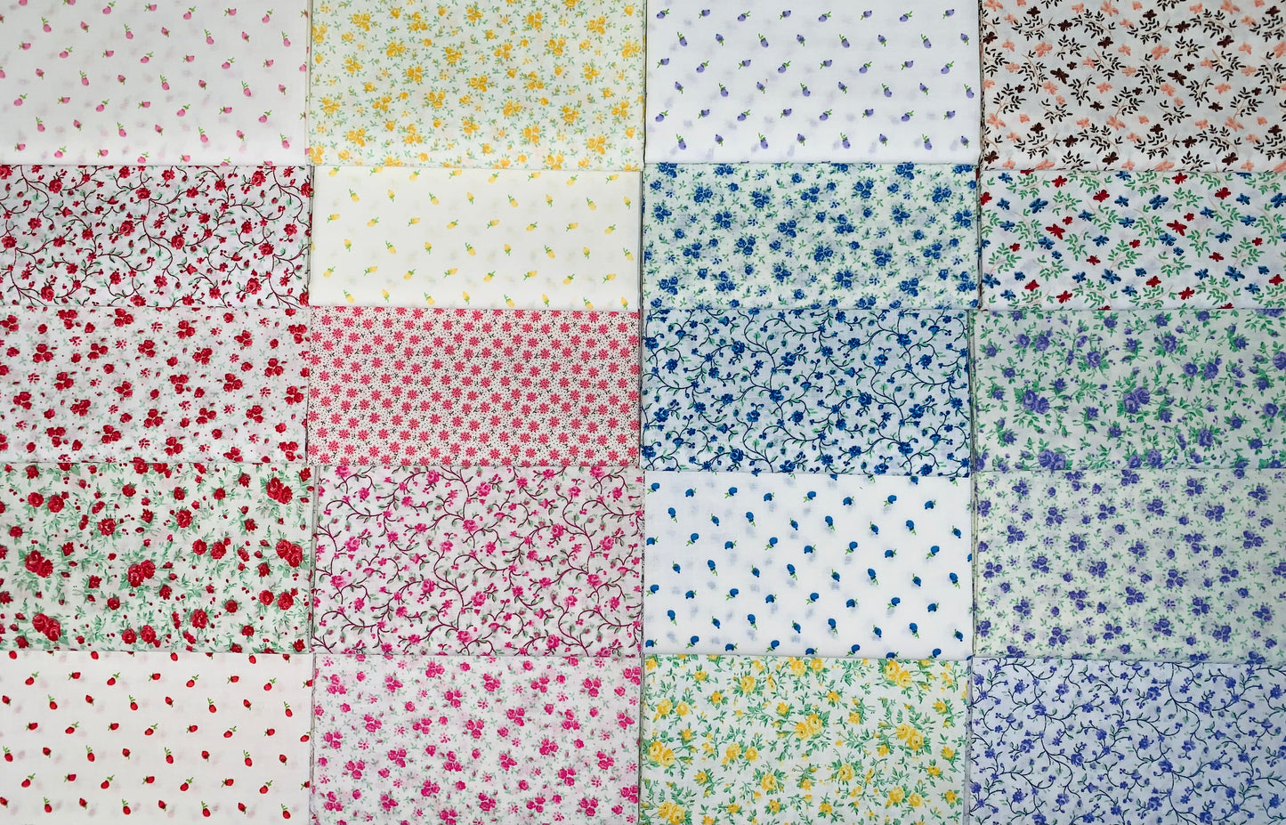 Vintage Floral - Prints on White Fat Quarter Bundle - 20 Fabrics, 20 Total Fat Quarters