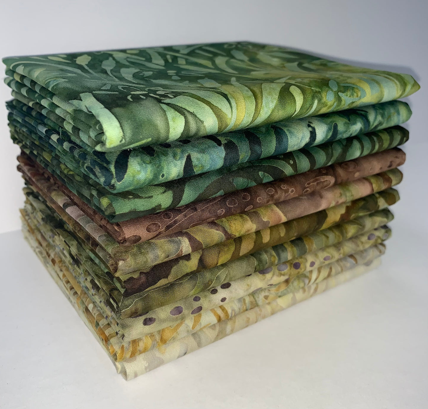 Robert Kaufman Artisan Batik "Marshland" (Warm) Half-yard Bundle - 10 Fabrics, 5 Total Yards