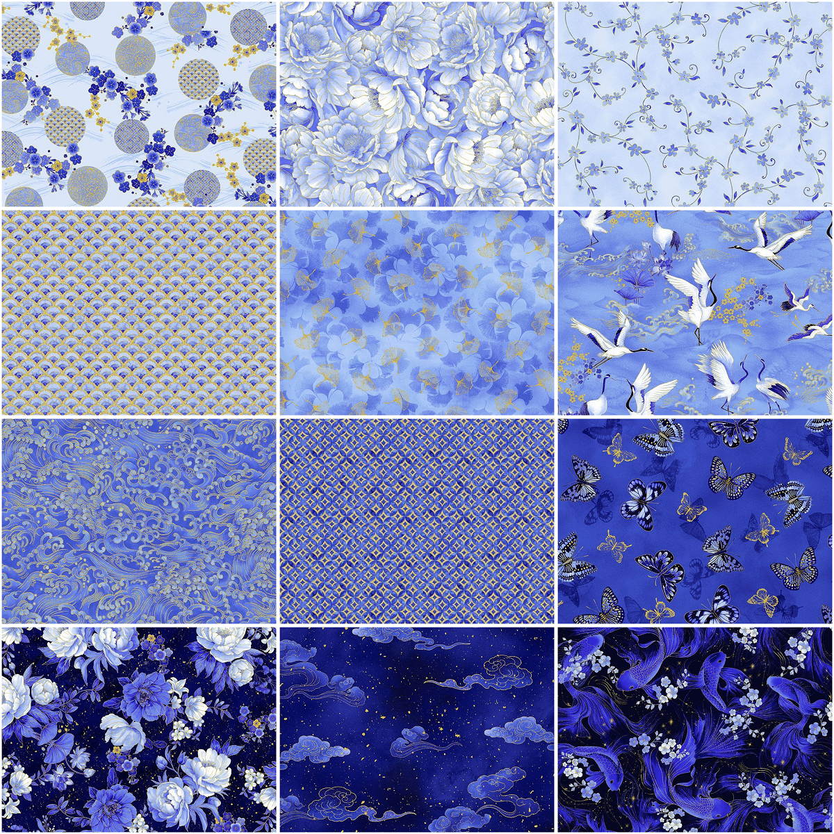 Timeless Treasures - Moonlight (Metallic Accents) by Chong-a Hwang - 40 2.5" Strips/Jelly Roll