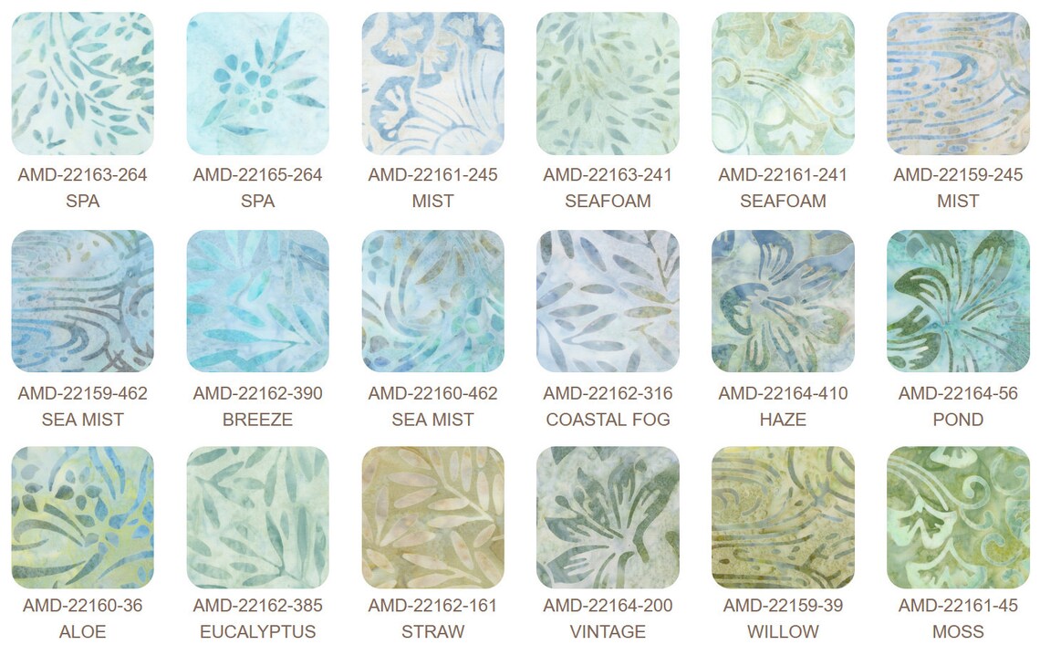 Robert Kaufman Artisan Batiks: Morning Mist Roll-up - 40 Total Strips