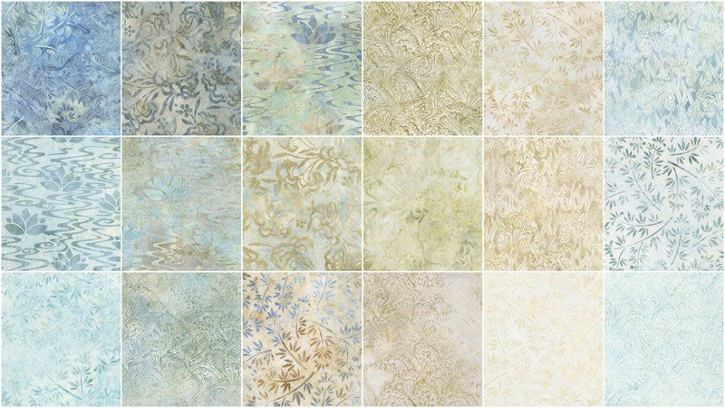 Robert Kaufman Artisan Batiks: Morning Mist Roll-up - 40 Total Strips