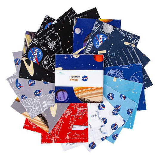 Charm Pack 5x5 Squares - Riley Blake Outer Space by NASA 5-inch Stacker - 40 5" Squares