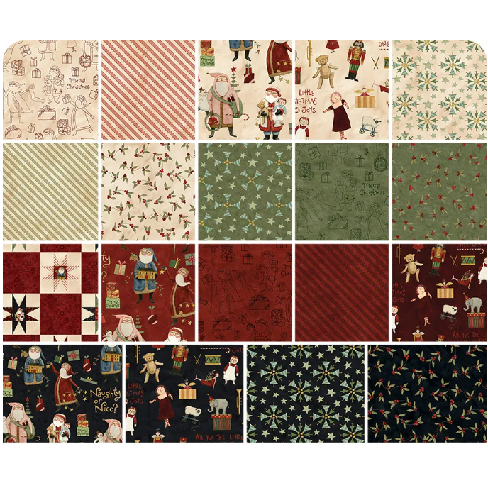 Charm Pack 5x5 Squares - Riley Blake Naughty Or Nice 5-inch Stacker - 40 5" Square