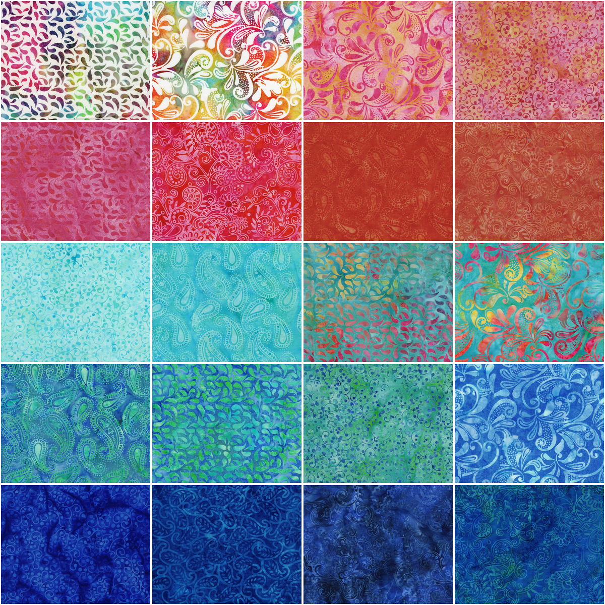 Island Batik - Paisley Pop - 20 Fabrics, 40 Total Strips
