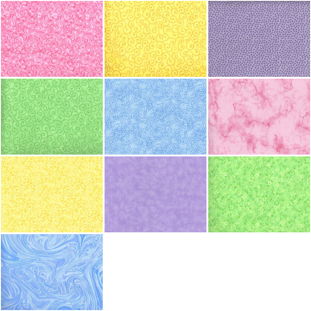 New Pastel Half-yard Bundle - 10 Fabrics, 5 Total Yards