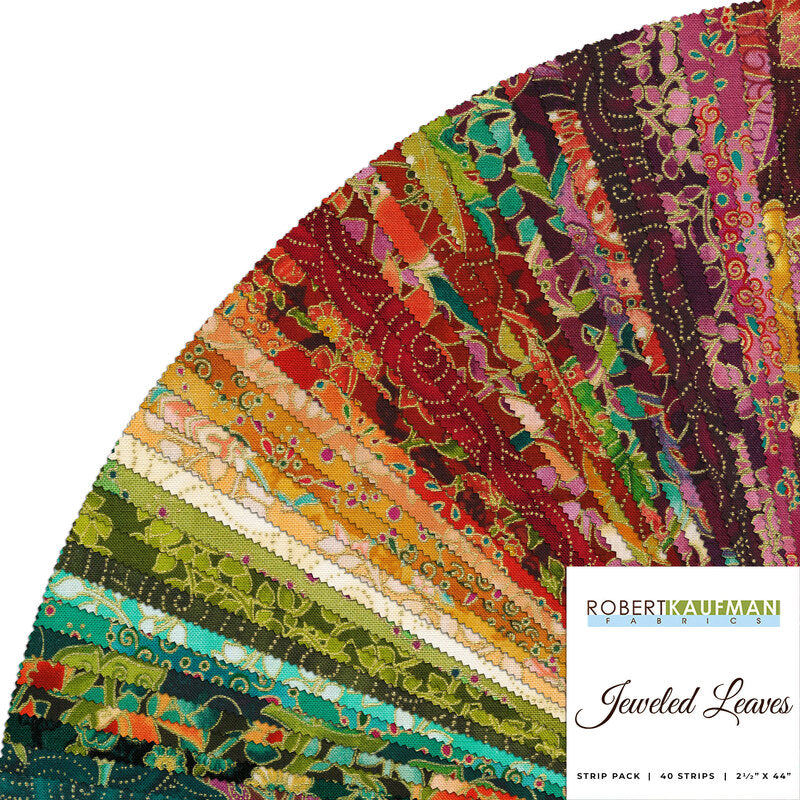 Robert Kaufman Jeweled Leaves By Parvaneh Holloway Roll-up - 40 Strip Roll