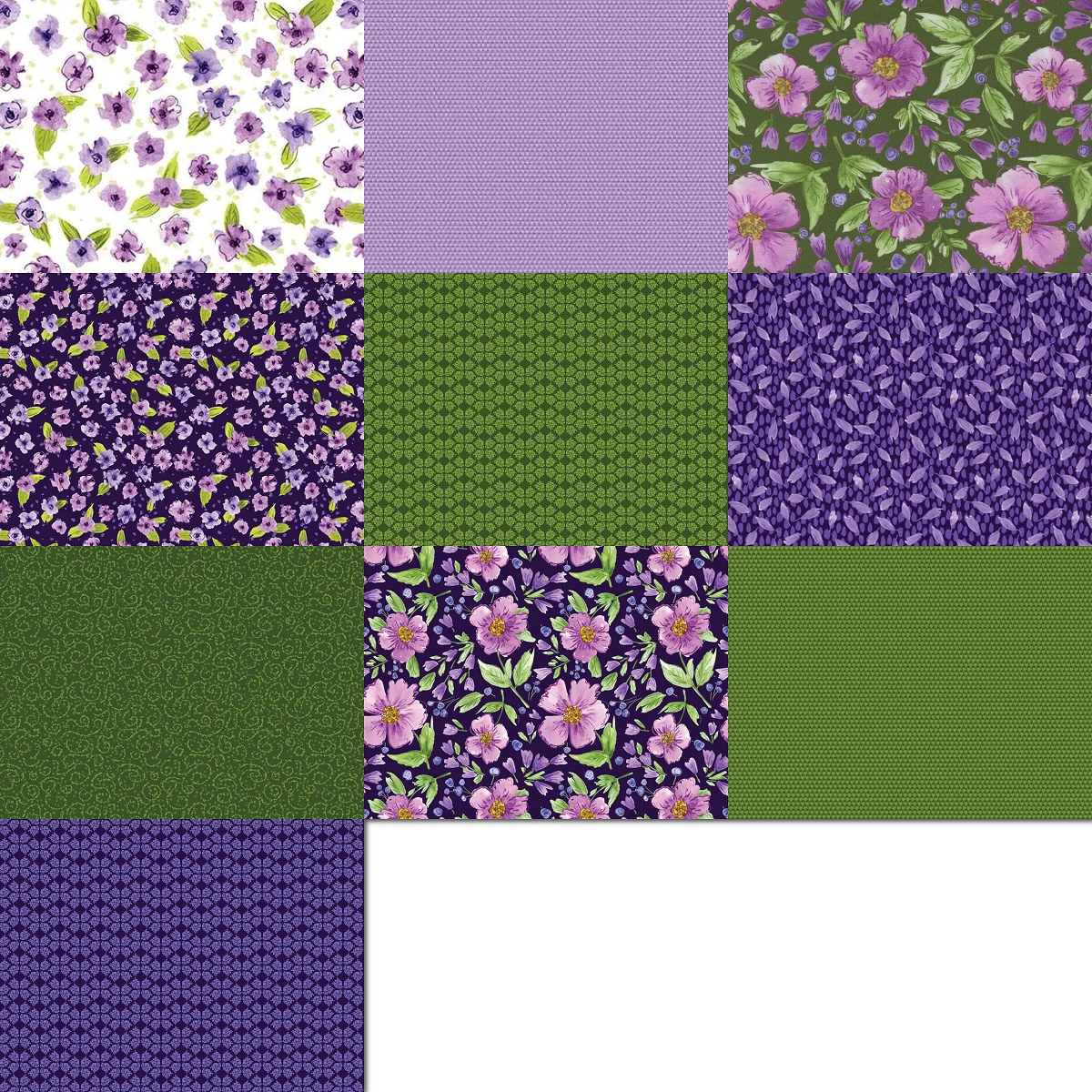 Riley Blake "Plum Petals" Half-yard Bundle - 10 Fabrics, 5 Total Yards