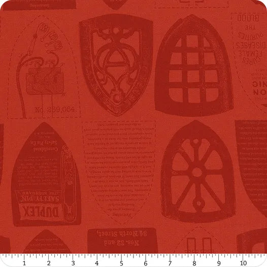 (5 yd) Riley Blake Press On C15257 Red Iron Plates