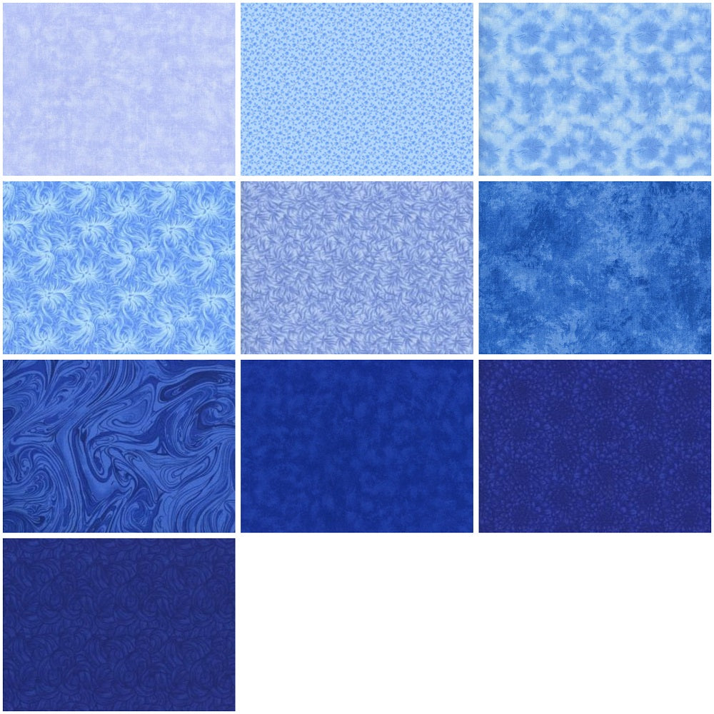 Rhapsody In Blue Half-yard Bundle - 10 Fabrics, 5 Total Yards