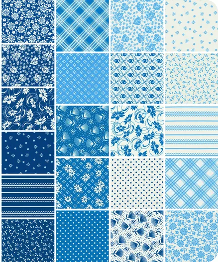 Robert Kaufman Flowerhouse: Daisy's Bluework Roll-up - 40 Strip Roll