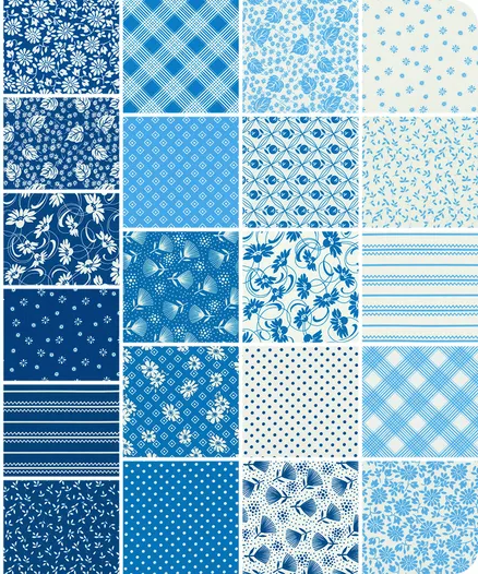 Robert Kaufman Daisy's Bluework (Flowerhouse) Roll-up - 40 Strip Roll