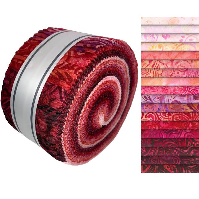 Robert Kaufman Artisan Batiks: Rouge by Lunn Studios - Complete Collection Roll Up - 40 Total Strips