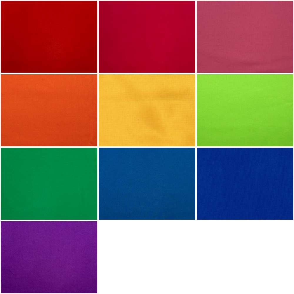 Supreme Cotton Solids ROYGBIV Half-yard Bundle - 10 Fabrics, 5 Total Yards