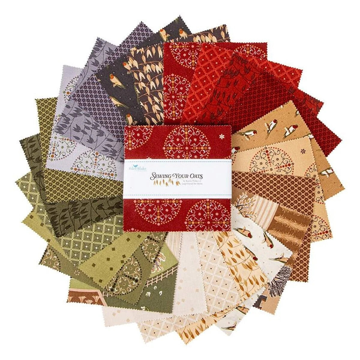 Charm Pack 5x5 Squares - Riley Blake Sewing Your Oats 5-inch Stacker - 40 5" Squares