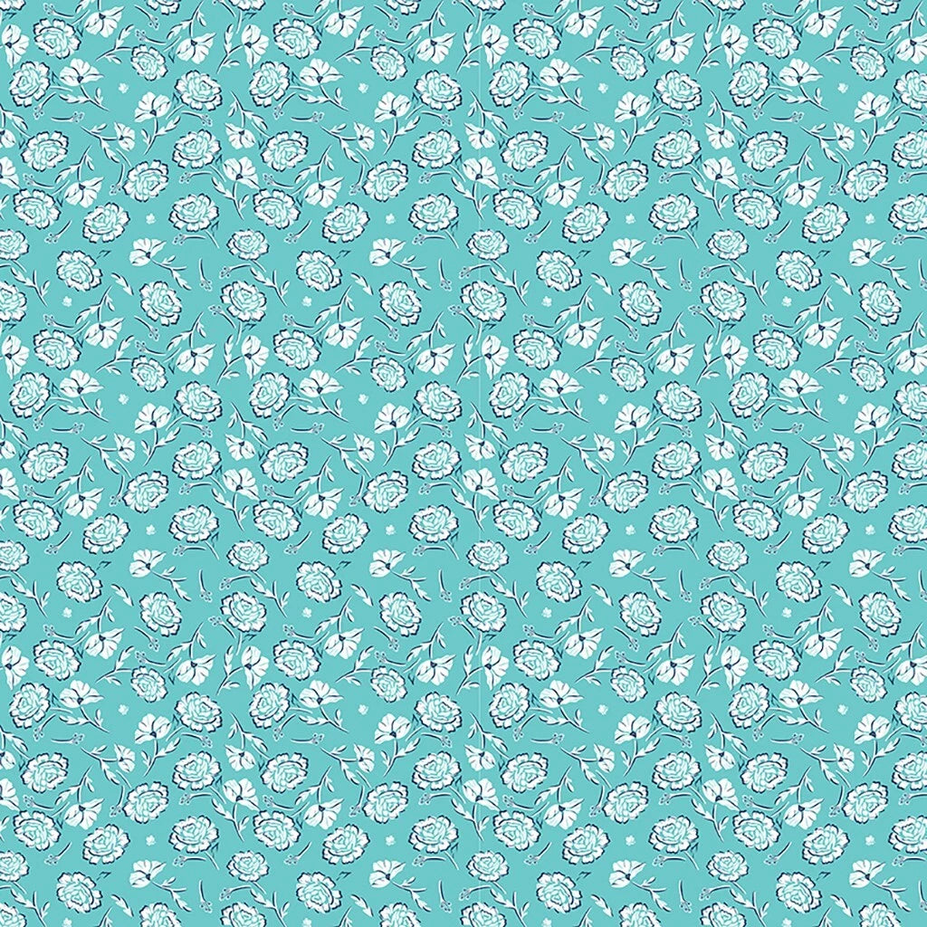 (4 yd) Clothworks Emily Simplified Classic Aqua Y3959-33